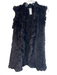 Love Token Size XS Black Rabbit Open Front Fuzzy Long Length' Vest Black / XS