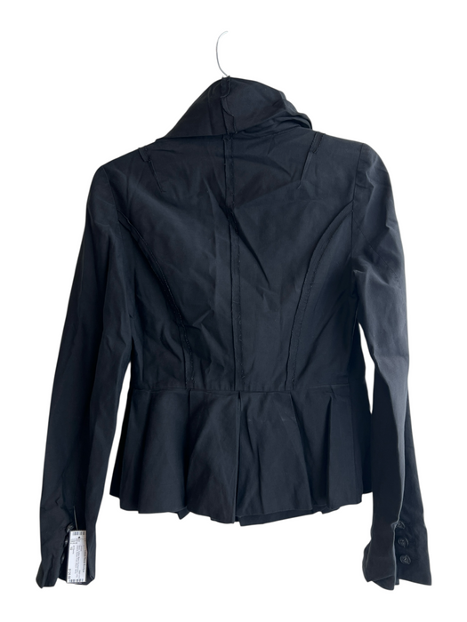 All Saints Size 10 Black Cotton Blend Ruched Neck Long Sleeve Blazer Jacket Black / 10