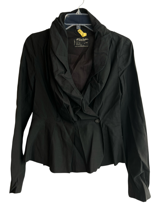 All Saints Size 10 Black Cotton Blend Ruched Neck Long Sleeve Blazer Jacket Black / 10