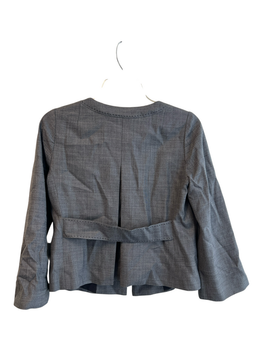Rebecca Taylor Size 4 Gray Wool Scoop Neck Logo rosette Jacket Gray / 4