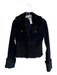 Bebe Size S Black Cotton & Rabbit Fur Hook & Eye Fur Lined Chest Pocket Jacket Black / S
