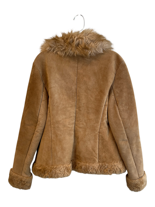 Guess Size M Brown Leather Fur lined Long Sleeve Hook & Eye Jacket Brown / M