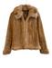 Guess Size M Brown Leather Fur lined Long Sleeve Hook & Eye Jacket Brown / M