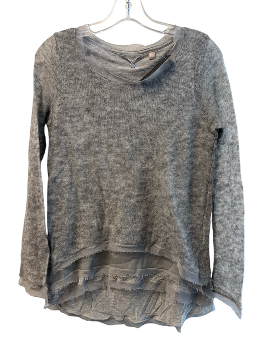 Knitted & Knotted Size XS Gray Alpaca Blend Round Neck Sheer Detail Knit Top Gray / XS