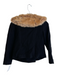 Tracy Reese Size 4 Black Wool Blend Fur Collar Long Sleeve Asymetrical Jacket Black / 4