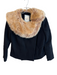 Tracy Reese Size 4 Black Wool Blend Fur Collar Long Sleeve Asymetrical Jacket Black / 4