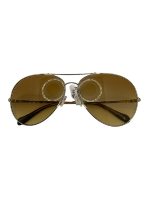 Oliver Peoples Gold Metal Gradient Aviator Sunglasses Gold