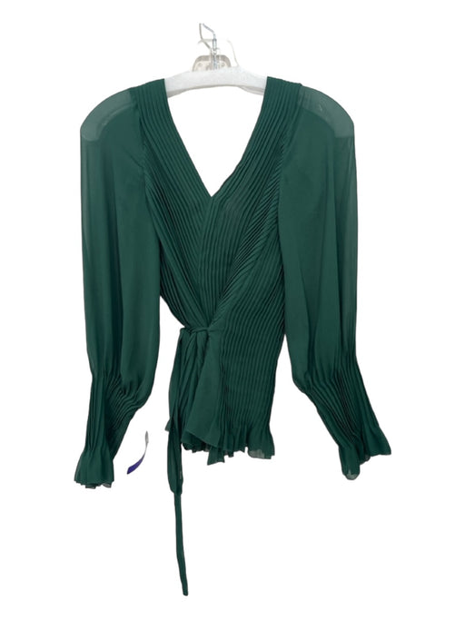 Joie Size XS Green Polyester Pleated Tie Detail Top Green / XS