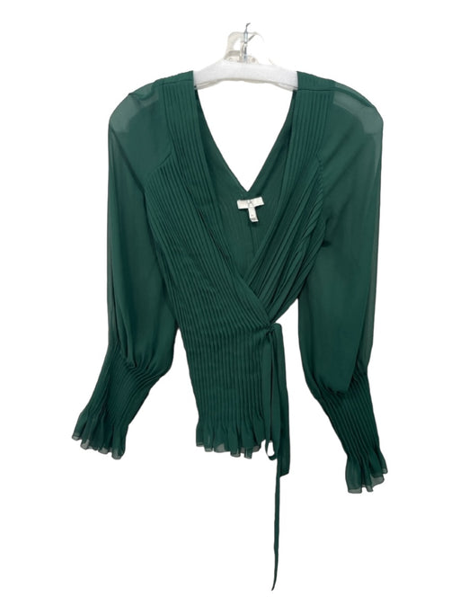 Joie Size XS Green Polyester Pleated Tie Detail Top Green / XS