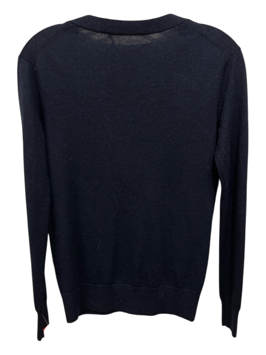 Trina Turk Size P Navy Blue Wool Button Down Front Pocket V Neck Cardigan Navy Blue / P