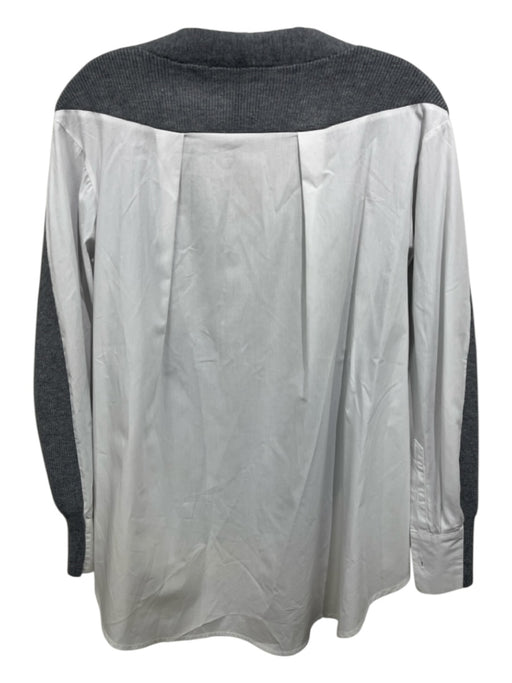 English Factory Size XS Gray & White Viscose Blend Cotton Button Front Cardigan Gray & White / XS