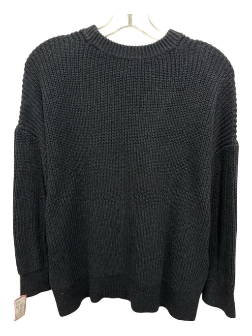 ALLSAINTS Size XS Charcoal Gray Cotton Ribbed Knit Grommet Crew Neck Sweater Charcoal Gray / XS