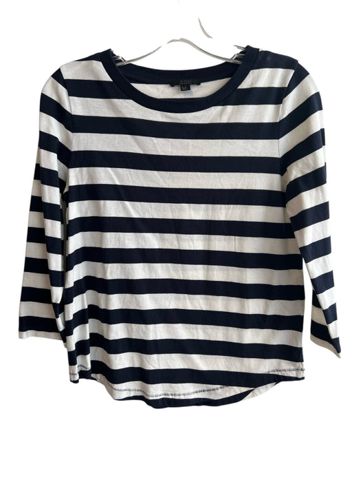 COS Size XS Black & White Cotton Quarter sleeve Striped Round Neck T Shirt Top Black & White / XS