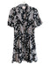 Cinq a Sept Size 0 Black Silk Short Sleeve Floral Print Button Front Dress Black / 0