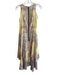 Nanette Lepore Size 0 Yellow & Pink Silk Round Neck Floral Print Key Hole Dress Yellow & Pink / 0