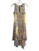 Nanette Lepore Size 0 Yellow & Pink Silk Round Neck Floral Print Key Hole Dress Yellow & Pink / 0