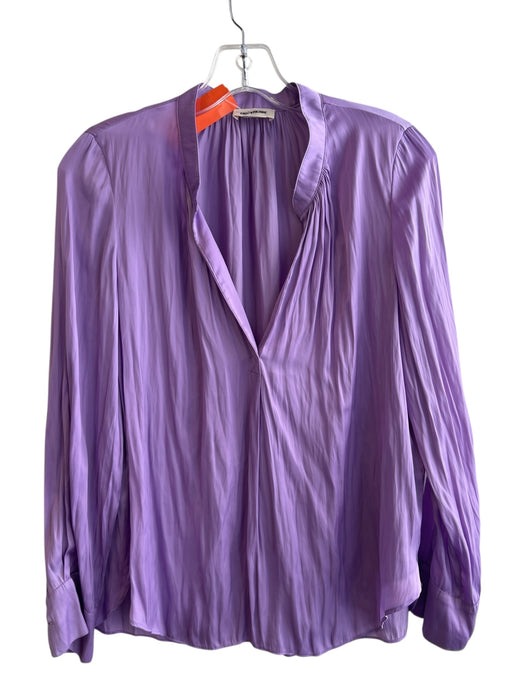 Zadig & Voltaire Size XS Purple Polyester Long Sleeve solid color V Neck Top Purple / XS