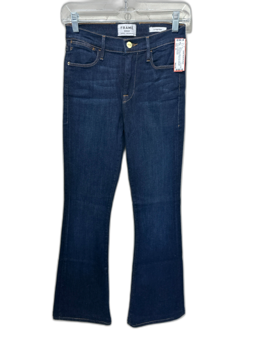 Frame Denim Size 24 Dark Wash Cotton Denim High Rise Contrast Stitch Jeans Dark Wash / 24