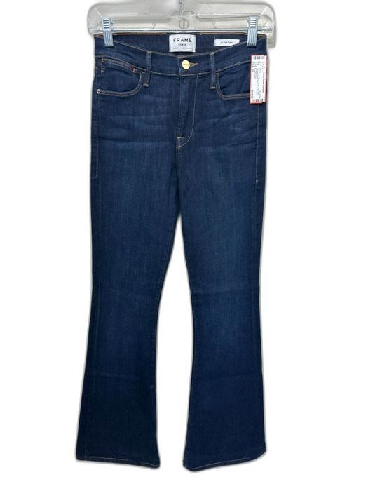 Frame Denim Size 24 Dark Wash Cotton Denim High Rise Contrast Stitch Jeans Dark Wash / 24