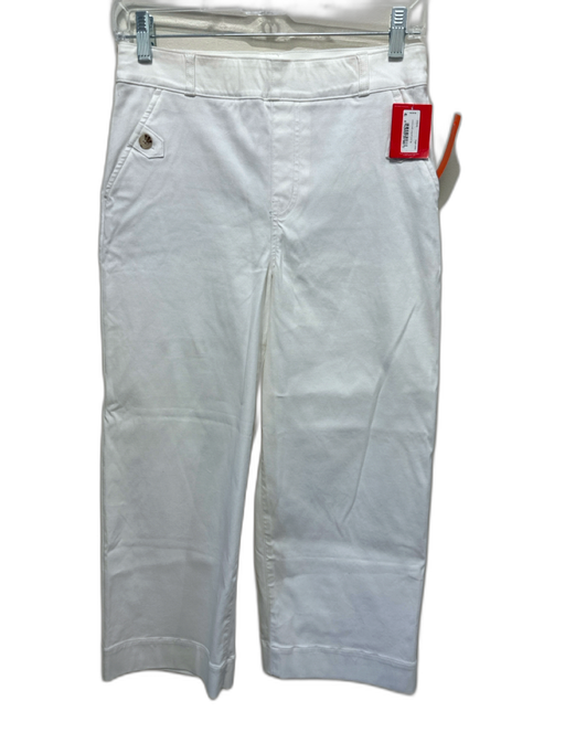 Spanx Size Medium White Cotton Denim High Rise Wide Leg Cropped Jeans White / Medium