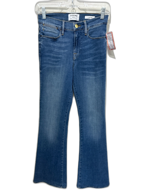 Frame Denim Size 24 Medium Wash Cotton Denim Flare Leg Whiskering Jeans Medium Wash / 24