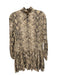 Zara Size Small Brown & Tan Polyester Long Sleeve Snake Skin Print Tiered Dress Brown & Tan / Small