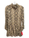 Zara Size Small Brown & Tan Polyester Long Sleeve Snake Skin Print Tiered Dress Brown & Tan / Small