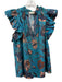 Ulla Johnson Size 2 Blue & Pink Cotton Ruffle Cap Sleeve Floral Print Top Blue & Pink / 2