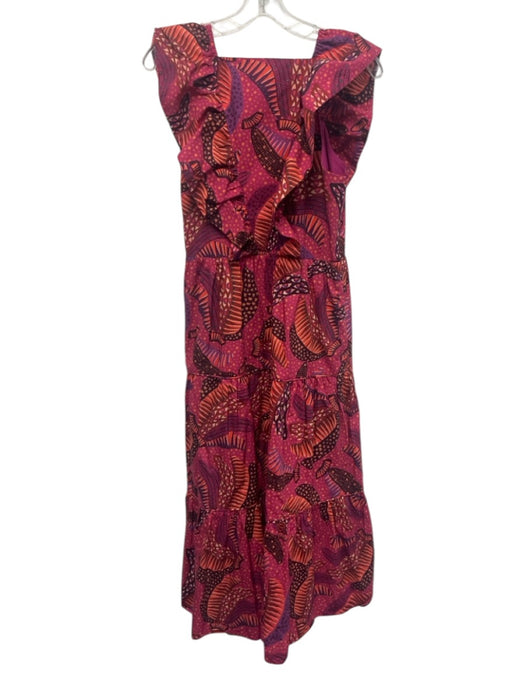 Farm Rio Size Small Pink, Orange, Purple Cotton Blend Abstract Midi Dress Pink, Orange, Purple / Small