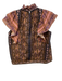 Othilia Size SP Brown & Mauve Cotton Blend Abstract Short Sleeve Ruffle Top Brown & Mauve / SP