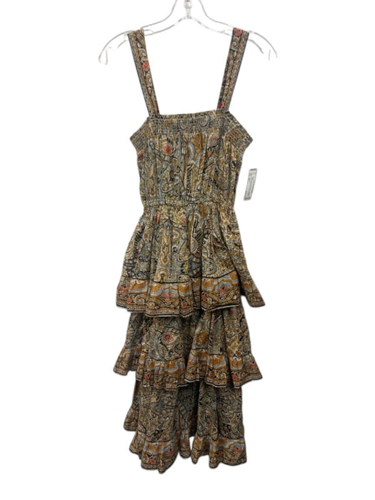 Cleobella Size XS Yellow, Blue, Brown Cotton Sleeveless Abstract Paisley Dress Yellow, Blue, Brown / XS