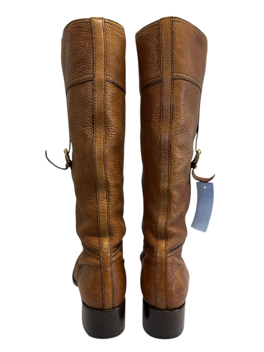 Prada Shoe Size 41 Cognac Brown Leather Low Block Heel Buckle Detail Boots Cognac Brown / 41
