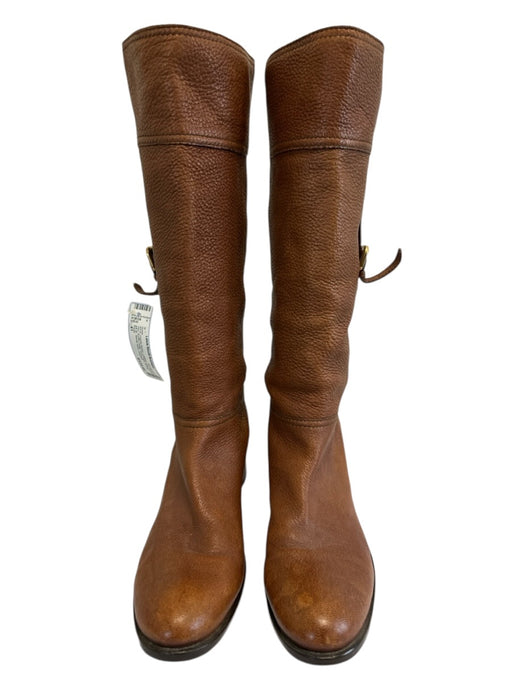 Prada Shoe Size 41 Cognac Brown Leather Low Block Heel Buckle Detail Boots Cognac Brown / 41