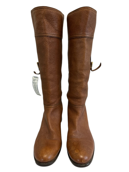 Prada Shoe Size 41 Cognac Brown Leather Low Block Heel Buckle Detail Boots Cognac Brown / 41