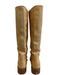 Prada Shoe Size 41 Camel Tan Leather Zipper Low Stacked Heel Knee High Boots Camel Tan / 41