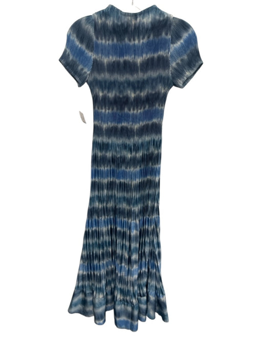 Leo & Ugo Size 1/S Black & White Polyester Short Sleeve Tie Dye Flare Hem Dress Black & White / 1/S