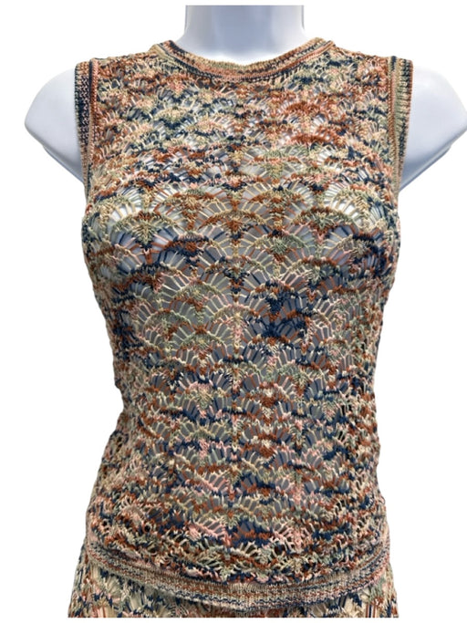 Zimmermann Size 1/S Beige & Multi Cotton Marled Open Knit Sleeveless Skirt Set Beige & Multi / 1/S
