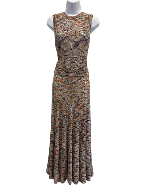 Zimmermann Size 1/S Beige & Multi Cotton Marled Open Knit Sleeveless Skirt Set Beige & Multi / 1/S