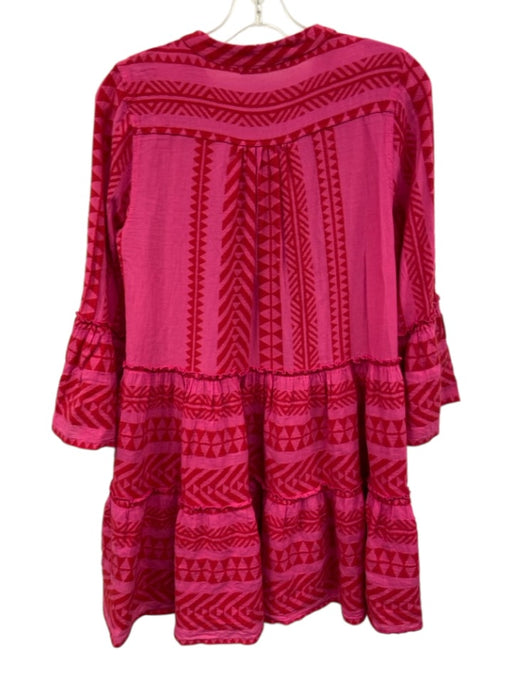 Devotion Size XS Pink & Red Embroidered Long Sleeve Mini Dress Pink & Red / XS