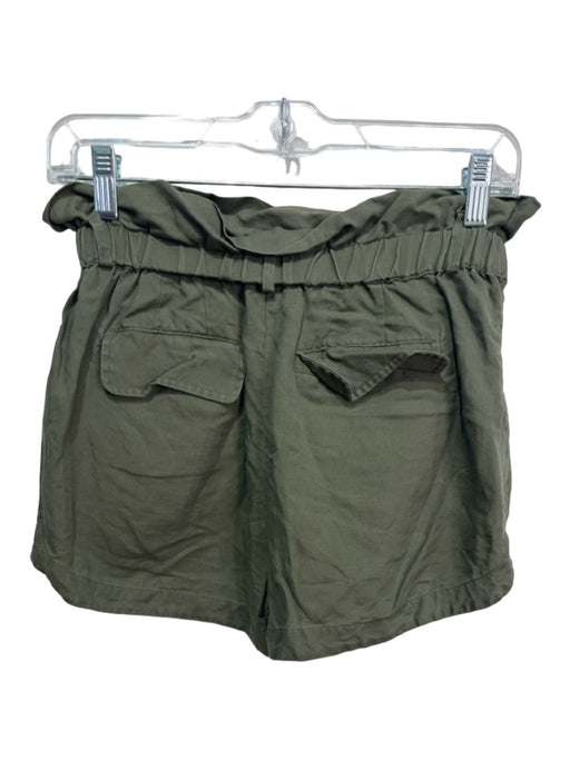 Frame Size XS Olive Green Linen Blend Elastic Waist Paperbag Tie Waist Shorts Olive Green / XS