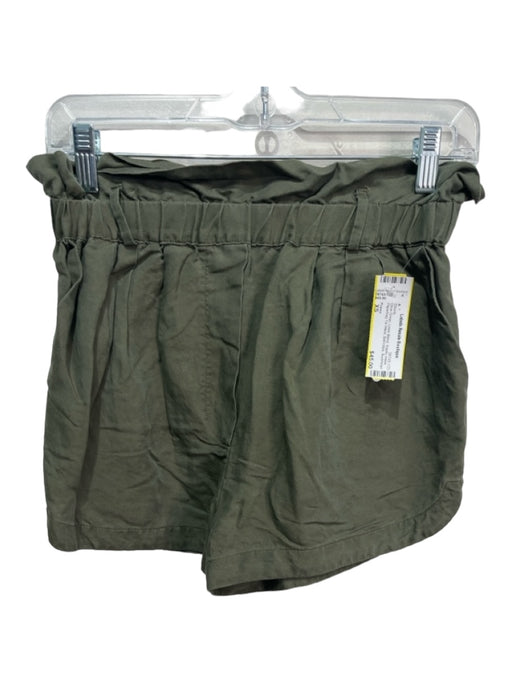 Frame Size XS Olive Green Linen Blend Elastic Waist Paperbag Tie Waist Shorts Olive Green / XS