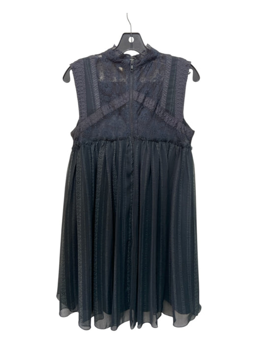 Free People Size S Charcoal Gray Polyester Sleeveless Back Zip Lace Detail Dress Charcoal Gray / S