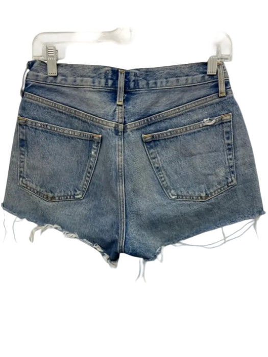 Agolde Size 25 Medium Wash Cotton Denim Button Fly Raw Hem Acid Wash Shorts Medium Wash / 25