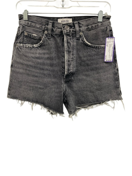 Agolde Size 25 Gray Wash Cotton Denim Button Fly Raw Hem Shorts Gray Wash / 25