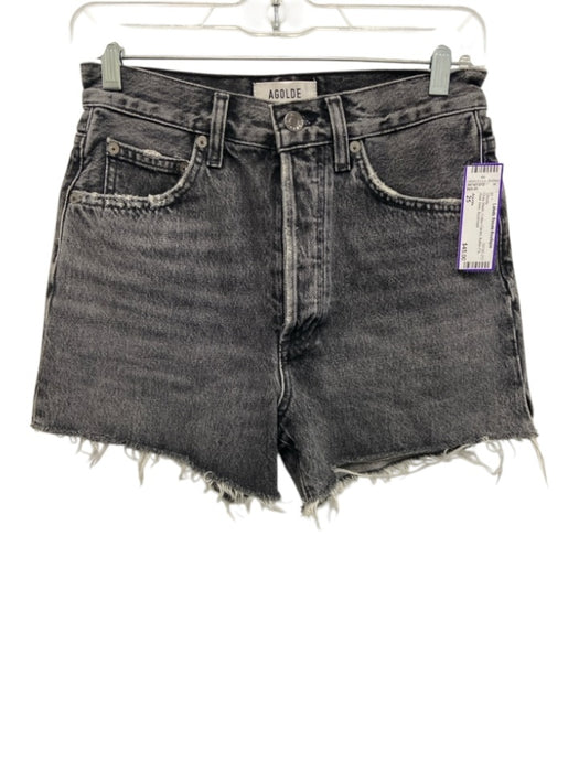Agolde Size 25 Gray Wash Cotton Denim Button Fly Raw Hem Shorts Gray Wash / 25