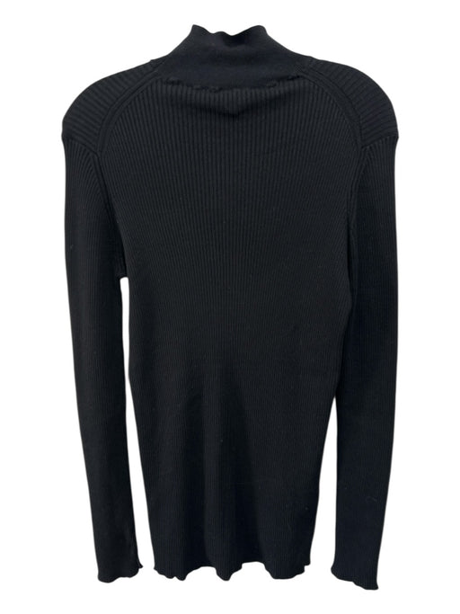 Prada Size 46 Black Cotton Turtle Neck Ribbed Long Sleeve Sweater Black / 46