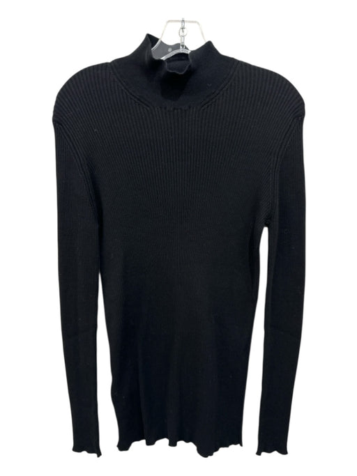 Prada Size 46 Black Cotton Turtle Neck Ribbed Long Sleeve Sweater Black / 46