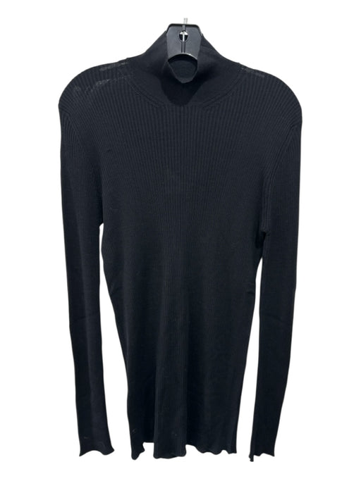 Prada Size 52 Black Virgin Wool Turtle Neck Ribbed Long Sleeve Sweater Black / 52