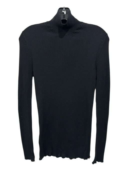 Prada Size 46 Black Virgin Wool Turtle Neck Ribbed Long Sleeve Sweater Black / 46
