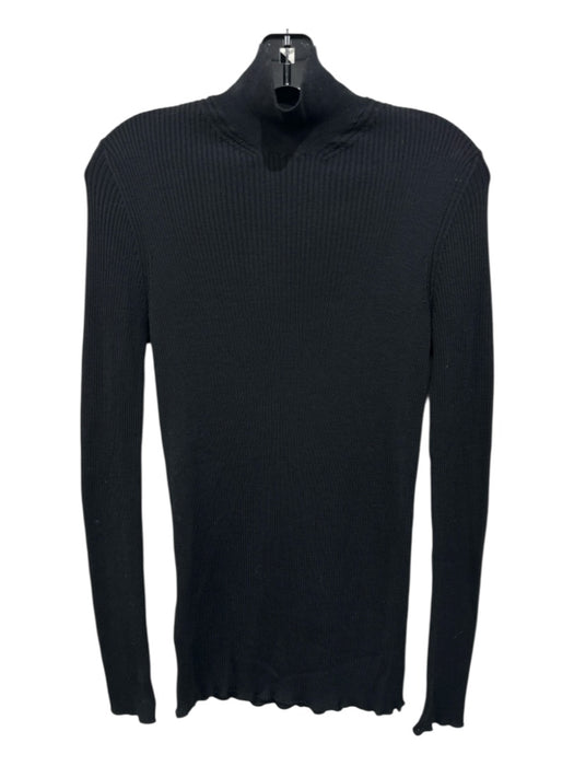 Prada Size 46 Black Virgin Wool Turtle Neck Ribbed Long Sleeve Sweater Black / 46